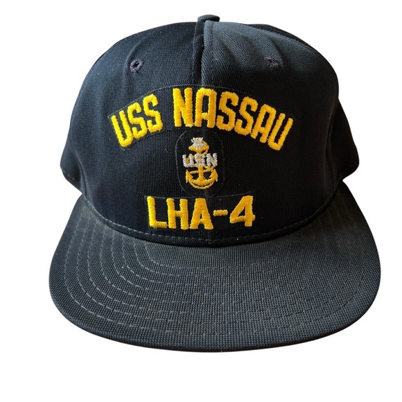 VINTAGE USS NASSAU LHA 4 BASEBALL STYLE CAP LG US NAVY COLLECTIBLE ADJ BAND - Picture 1 of 12